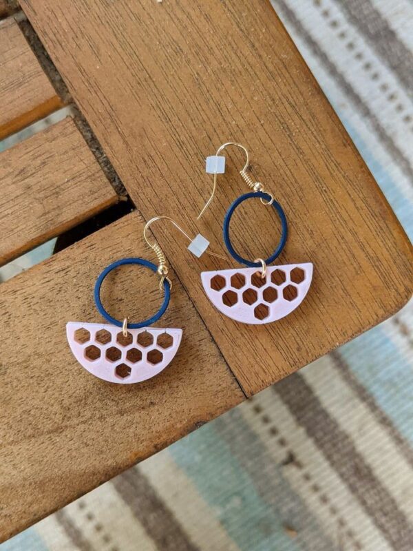 "Delicate Honeycomb" 3D printed Earrings - Image 2